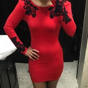 Motel Rocks Red & Black Bodycon Dress